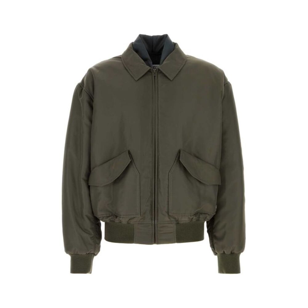 Mm6 Maison Margiela Men Olive Green Nylon Bomber Jacket